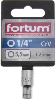 Hlavice nástrčná 1/4", 5,5mm, L 25mm FORTUM