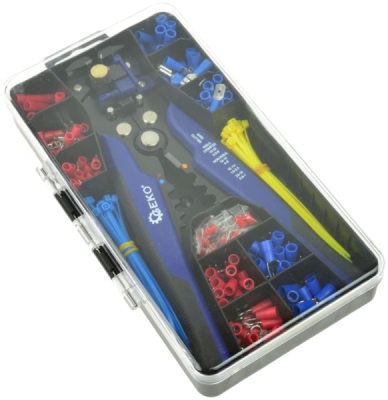 Multifunkční automatické kleště odizolovací, krimpovací 0,2-6mm s konektory a pásky, sada 260ks GEKO G01776
