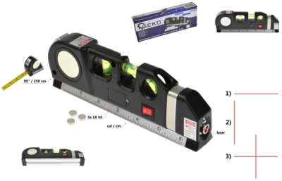 Laserová vodováha s metrem 2,5m GEKO G03310