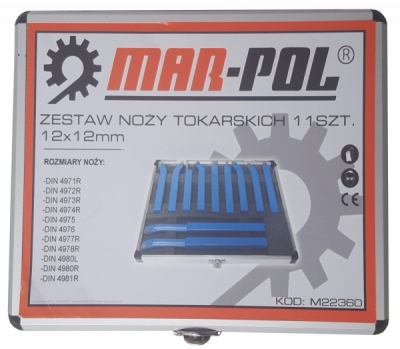 Sada soustružnických nožů, 12x12mm, 11-dílná sada MAR-POL M22360