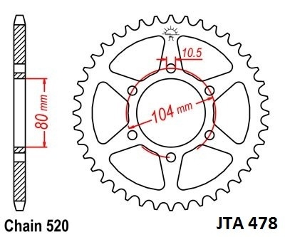 Hliníková řetězová rozeta JT JTA 478-40BLK 40 zubů, 520 černý