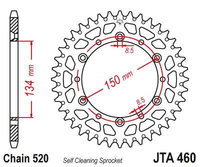 Hliníková řetězová rozeta JT JTA 460-51BLK 51 zubů, 520 černá