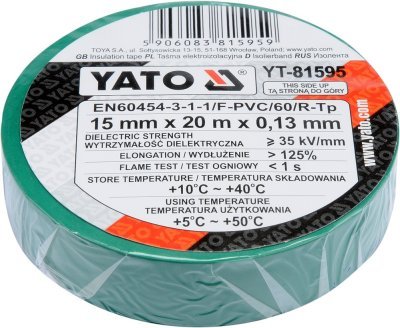 Yato Izolační páska elektrikářská PVC 15mm / 20m zelená