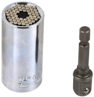 Univerzální nástrčná hlavice CrV 7-19mm + adaptér GEKO G15020