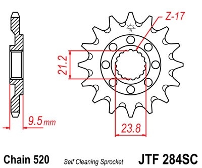 Řetězové kolečko JT JTF 284-13SC 13 zubů, 520 Self Cleaning Lightweight