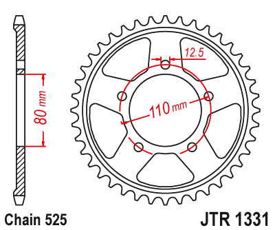Řetězová rozeta JT JTR 1331-42ZBK 42 zubů, 525 Černý zinek
