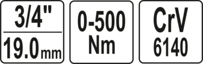 Momentový klíč 3/4" výchylný 0-500Nm Yato YT-07642