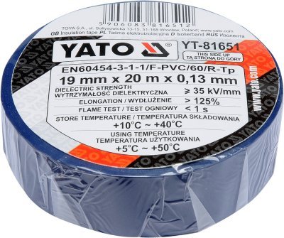 Yato Izolační páska elektrikářská PVC 19mm / 20m modrá