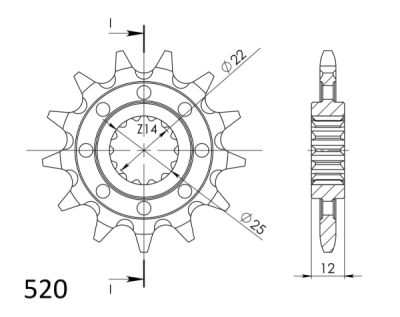 Řetězové kolečko SUPERSPROX CST-715:13 13 zubů, 520