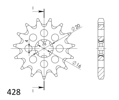 Řetězové kolečko SUPERSPROX CST-416:15 15 zubů, 428