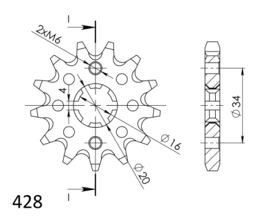 Řetězové kolečko SUPERSPROX CST-1263:14 14 zubů, 428