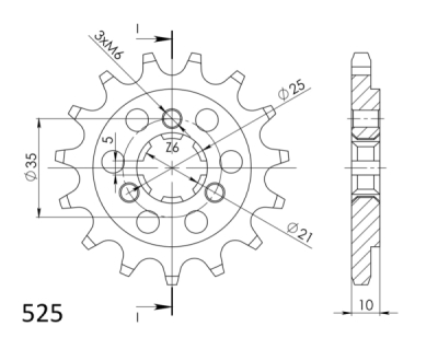 Řetězové kolečko SUPERSPROX CST-1448:14.2 CST-1448:14 14 zubů, 525 (043.1448:14)