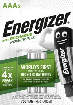 Energizer Power Plus AAA nabíjecí 700mAh HR03/2 (2ks)