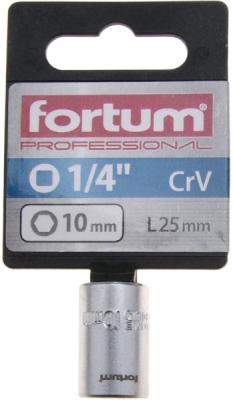 Hlavice nástrčná 1/4", 10mm, L 25mm FORTUM