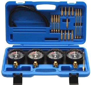 QUATROS Tester na synchronizaci karburátorů, vakuometry + redukce QS30504