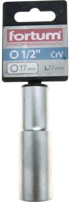 Hlavice nástrčná prodloužená 1/2", 17mm, L 77mm FORTUM