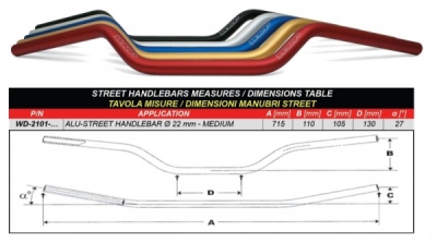 Řidítka WRP 2101-016 ALU-STREET střední stříbrná (203.2101-016)