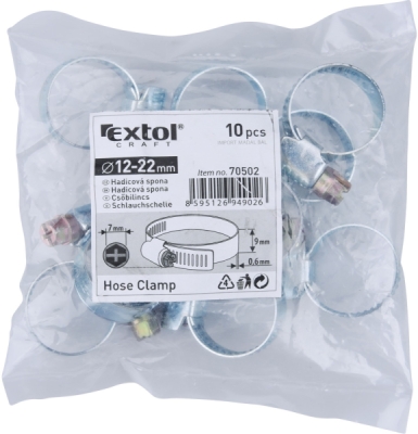 EXTOL CRAFT spony hadicové, balení 10ks, 12-22mm, 70502