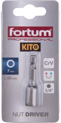 Klíč nástrčný magnetický 1/4" stopka, 7x48mm, CrV FORTUM