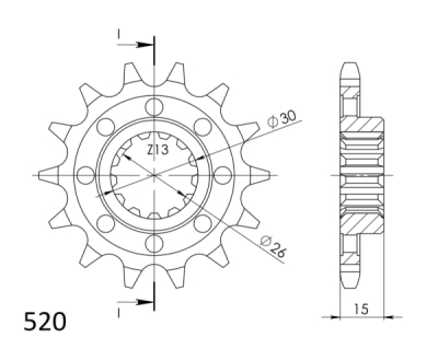 Řetězové kolečko SUPERSPROX CST-1404:15.2 CST-1404:15 15 zubů, 520 (043.1404:15)