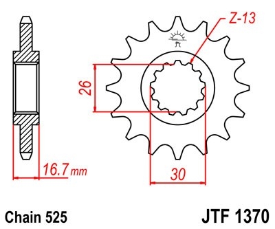 Řetězové kolečko JT JTF 1370-15RB 15 zubů, 525