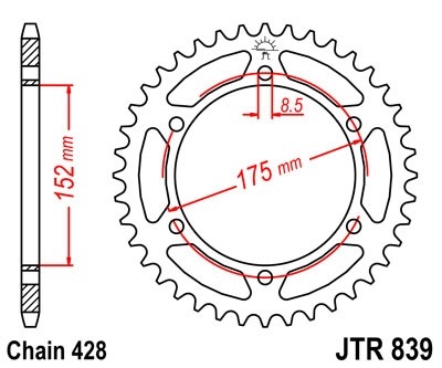 Řetězová rozeta JT JTR 839-53 53 zubů, 428