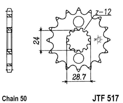 Řetězové kolečko JT JTF 517-17RB 17 zubů, 530 rubber cushioned