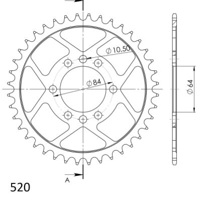 Řetězová rozeta SUPERSPROX RFE-1826:40-BLK černý 40 zubů, 520