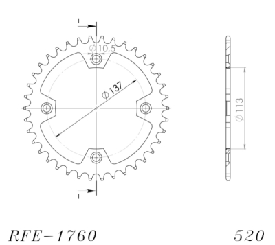 Řetězová rozeta SUPERSPROX RFE-1760:40-BLK černý 40 zubů, 520
