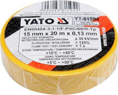 Yato Izolační páska elektrikářská PVC 15mm / 20m žlutá