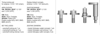 Sada na blokování rozvodových kol VW, Seat, Skoda Yato YT-06012