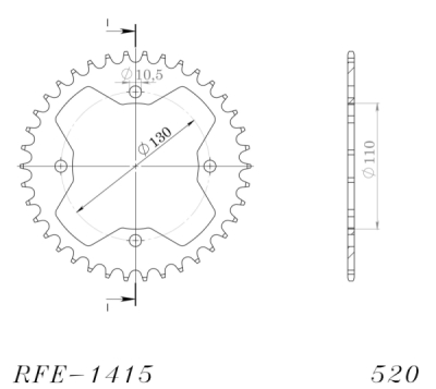 Řetězová rozeta SUPERSPROX RFE-1415:38-BLK černý 38 zubů, 520