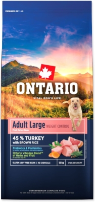 Krmivo Ontario Large Weight Control Turkey & Brown Rice 12kg