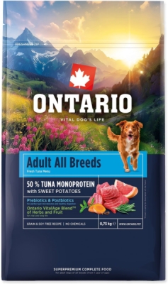 Krmivo Ontario Adult All Breeds Monoprotein Tuna & Sweet Potatoes 0,75kg