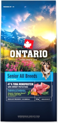 Krmivo Ontario Senior All Breeds Monoprotein Tuna & Sweet Potatoes 12kg