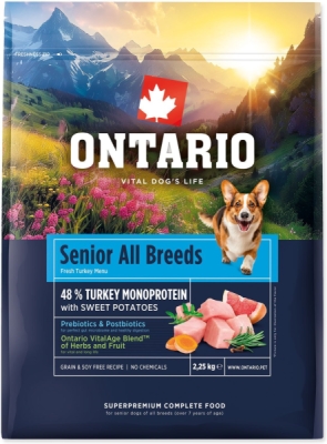 Krmivo Ontario Senior All Breeds Monoprotein Turkey & Sweet Potatoes 2,25kg