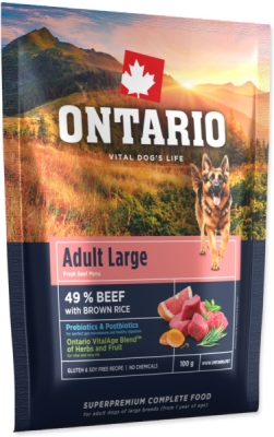 Vzorek Ontario Adult Large Beef & Brown Rice 0,1kg