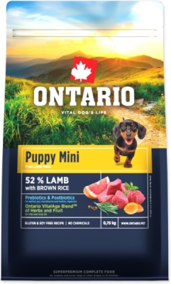 Krmivo Ontario Puppy Mini Lamb & Brown Rice 0,75kg