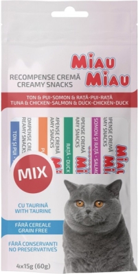 Miau Miau Creamy Snacks Cat mix 15 g (4 pack)