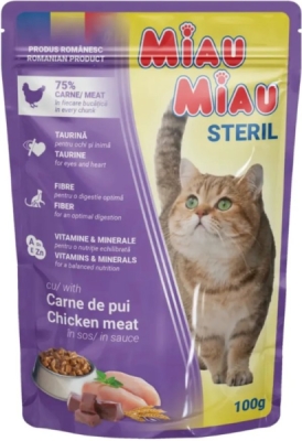 Miau Miau Cat Sterilised kuřecí, kapsa 100 g