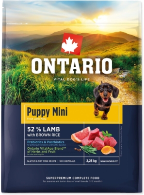 Krmivo Ontario Puppy Mini Lamb & Brown Rice 2,25kg