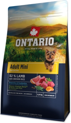 Krmivo Ontario Adult Mini Lamb & Brown Rice 0,75kg