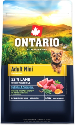Krmivo Ontario Adult Mini Lamb & Brown Rice 0,75kg
