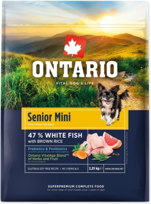 Krmivo Ontario Senior Mini Fish & Brown Rice 2,25kg