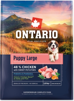 Krmivo Ontario Puppy & Junior Large Chicken & Sweet Potatoes 2,25kg