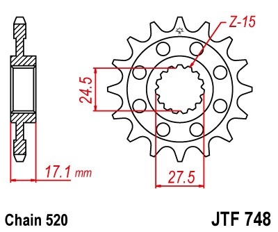 Řetězové kolečko JT JTF 748-15 15 zubů, 520