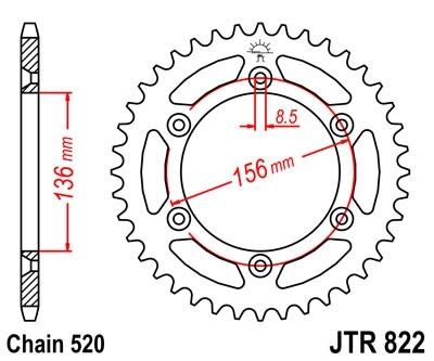 Řetězová rozeta JT JTR 822-51 51 zubů, 520