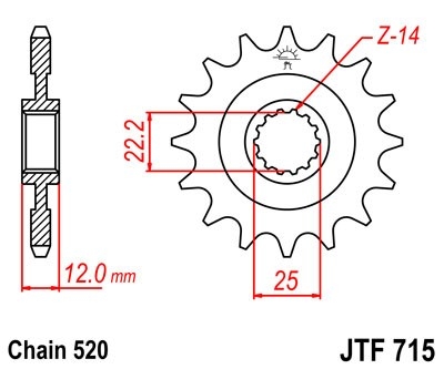 Řetězové kolečko JT JTF 715-12 12 zubů, 520