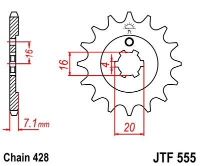 Řetězové kolečko JT JTF 555-13 13 zubů, 428