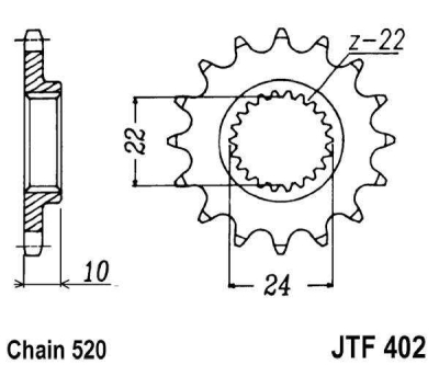 Řetězové kolečko JT JTF 402-16RB 16 zubů, 520 rubber cushioned